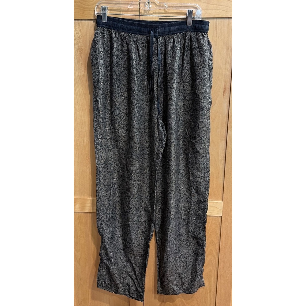 90s VTG Boho Max Deco Sueded Silk Pants Geometric L/XL Drawstring